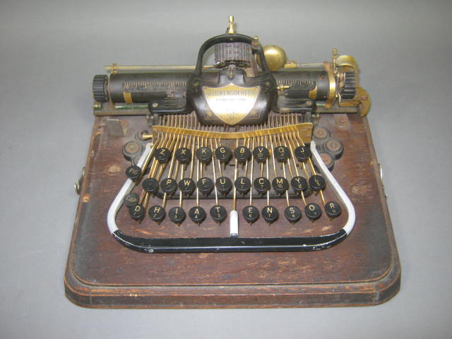 Vtg Antique Blickensderfer No 7 Portable Manual Typewriter W/Oak Case Non-Qwerty 1