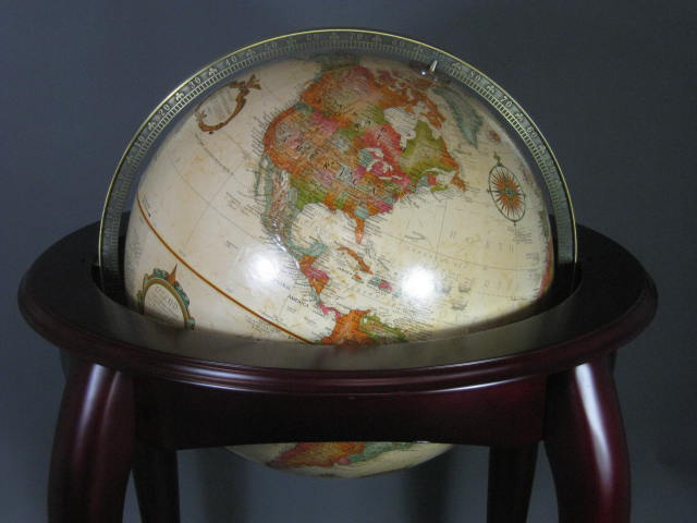 Replogle 16" Queen Anne World Globe Raised Relief Cherry Floor Stand EXC COND! 1