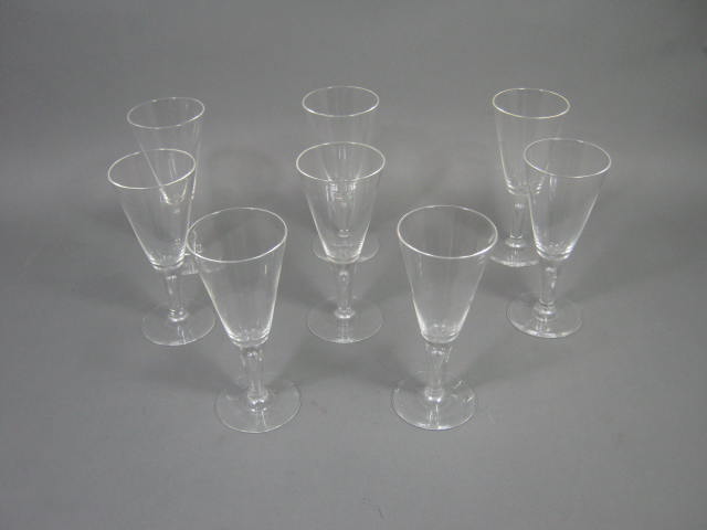 8 Vtg Steuben 7" Glasses Crystal Teardrop Stem Set Lot W/ Box Signed 1950s NR! 1