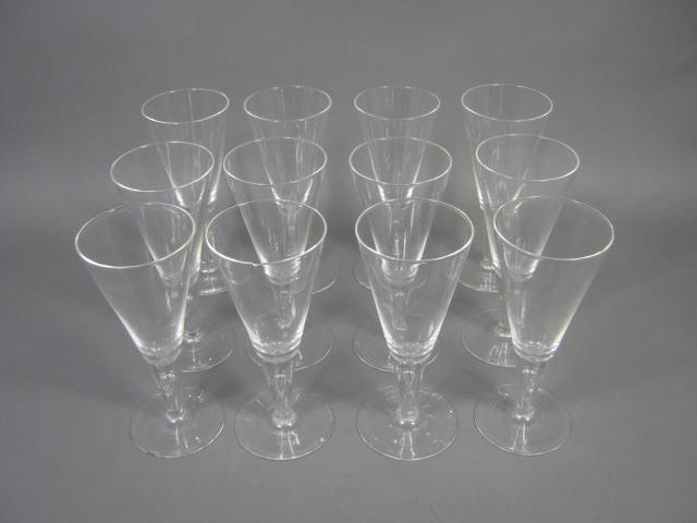 12 Vtg Steuben 8.25" Glasses Crystal Teardrop Stem Set Lot W/ Box Signed 1950s 1
