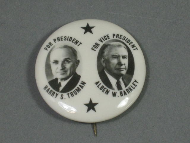 1948 Harry Truman/Alben Barkley Campaign Jugate Pin Pinback Button 1 1/4" 1.25"