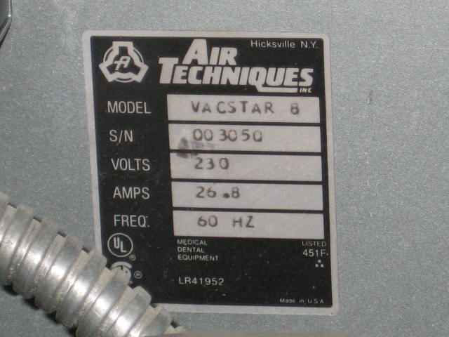 Air Techniques Vacstar 8 Dental Vacuum Pump Hydromiser 10