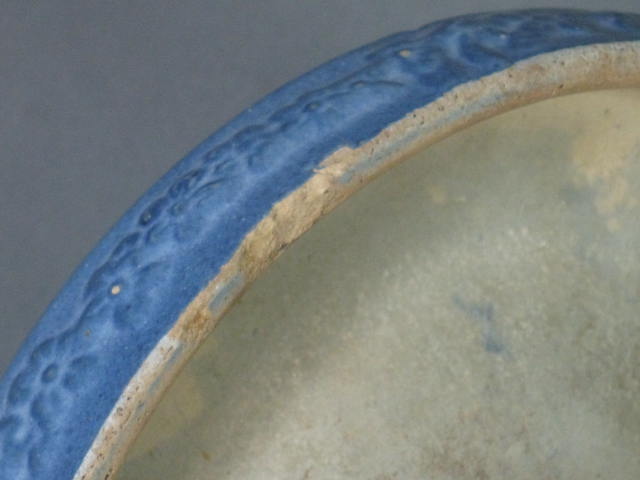 Antique Blue Stoneware Salt Glazed Love Birds Lovebirds Biscuit Jar Canister NR! 9