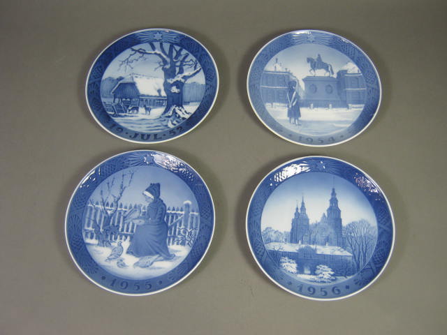 Very Rare Lot 4 B & G Royal Copenhagen Xmas Plates 1952 54 55 56