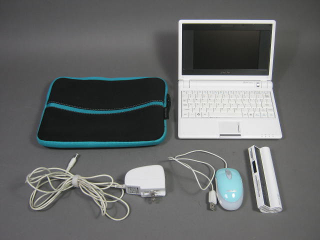 Asus EEE PC 701 Netbook Laptop W/ Mouse AC Adapter Battery 512MB 4GB WiFi White