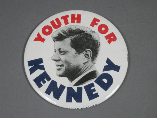 Rare 1960 Youth For John F Kennedy JFK Litho Campaign Pin Pinback Button 4" NR!