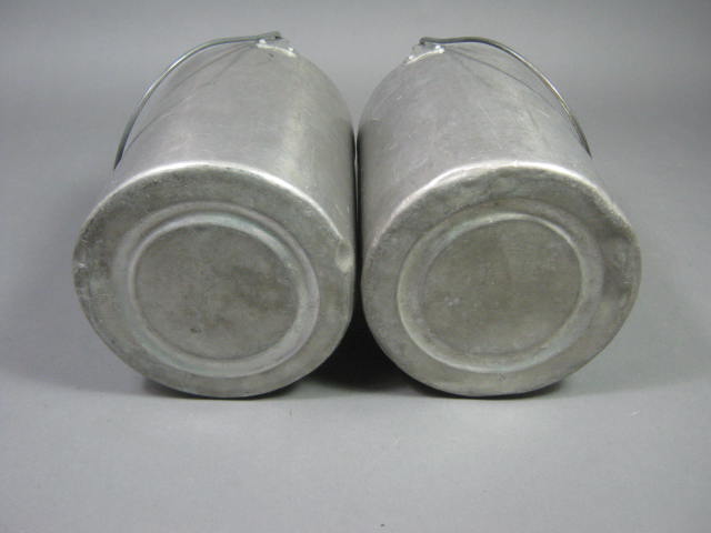 2 Vtg Leyse 4-Qt Quart Aluminum Milk Pail Can Jug Bucket W/Bail Handle Lid Cover 3