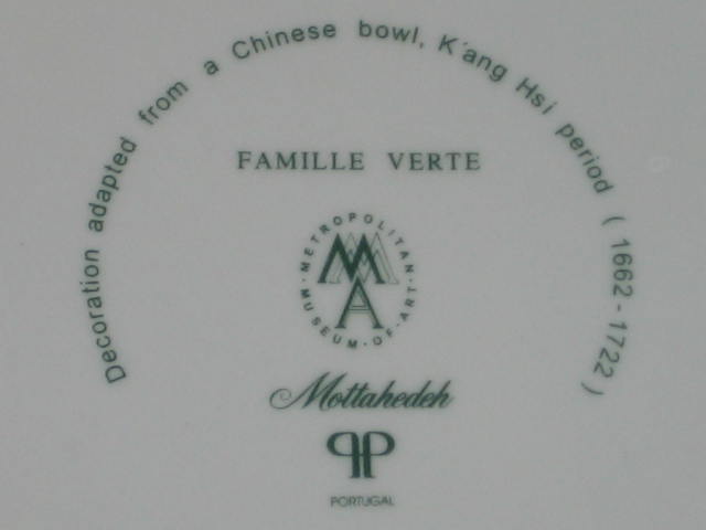 4 Mottahedeh Vista Allegra Famille Verte B & B Plates 6