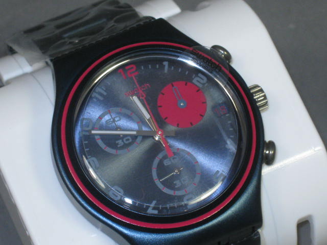 Mens New Swatch Irony Fuchsia Circle Chrono Standard Watch Aluminum YCN4007AG NR 1