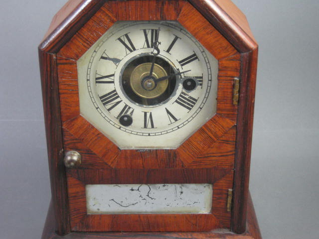 Vtg Antique Seth Thomas Wood Wooden Shelf Mantel Pendulum Clock +Keys Late 1800s 1