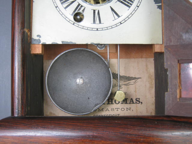 Vtg Antique Seth Thomas Wood Wooden Shelf Mantel Pendulum Clock +Keys Late 1800s 7