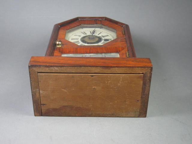 Vtg Antique Seth Thomas Wood Wooden Shelf Mantel Pendulum Clock +Keys Late 1800s 9