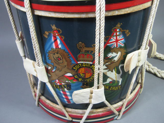 Vtg Rope Tension Side Marching Band Parade Field Training Snare Drum + Coat Arms 2