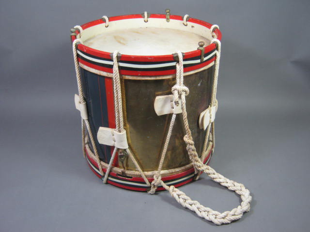 Vtg Rope Tension Side Marching Band Parade Field Training Snare Drum + Coat Arms 3