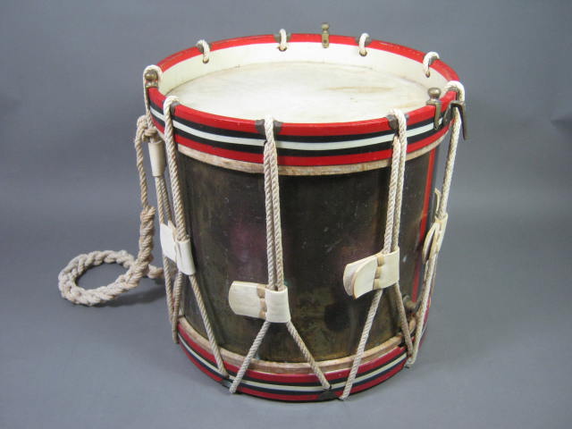 Vtg Rope Tension Side Marching Band Parade Field Training Snare Drum + Coat Arms 4
