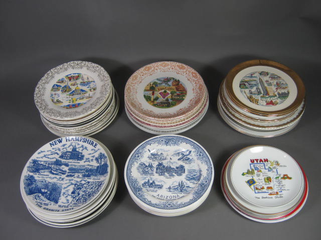 Complete Set 51 Vtintage Commemorative Collectible US States Souvenir Plates Lot