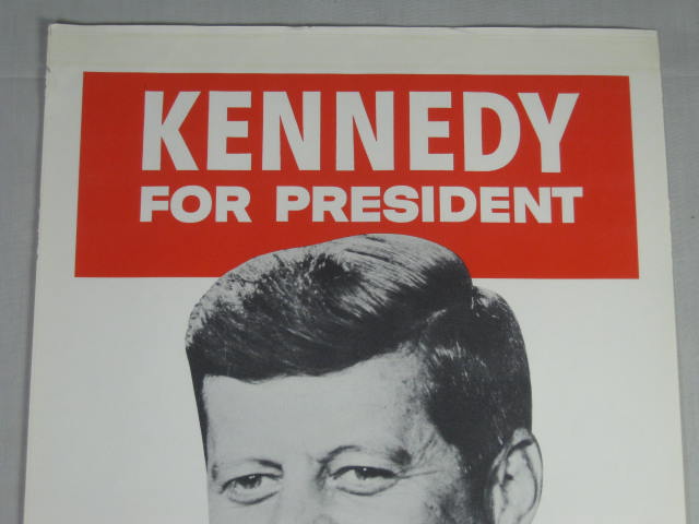 Vtg Original 1960 John F Kennedy JFK President Campaign Poster + Bumper Sticker! 1