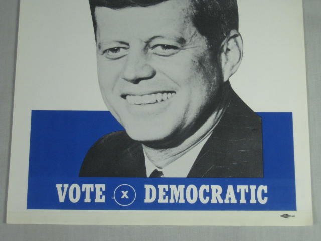 Vtg Original 1960 John F Kennedy JFK President Campaign Poster + Bumper Sticker! 2