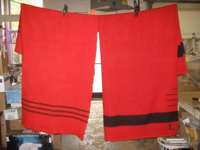 2 Vtg Red Black Stripe Wool Blankets Hudson Bay Company 3.5 3 1/2 Point 62" x80"