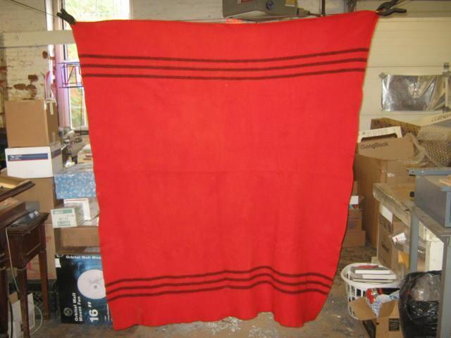2 Vtg Red Black Stripe Wool Blankets Hudson Bay Company 3.5 3 1/2 Point 62" x80" 1