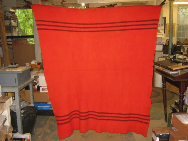 2 Vtg Red Black Stripe Wool Blankets Hudson Bay Company 3.5 3 1/2 Point 62" x80" 2