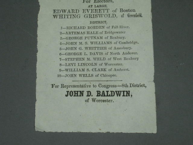 1864 Abraham Lincoln Johnson Campaign Massachusetts Union National Ticket Ballot 2