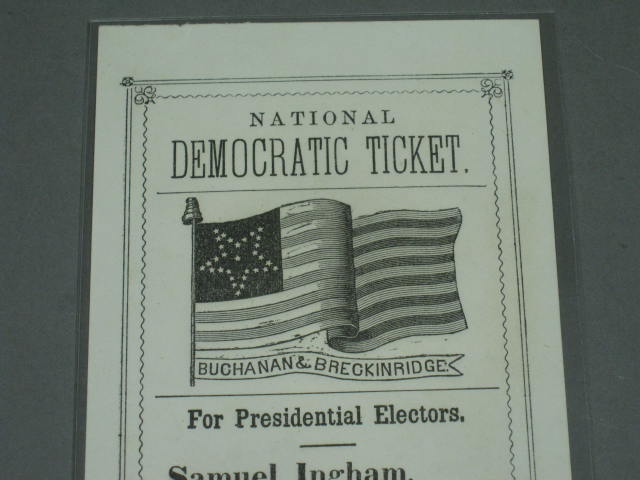 1856 Buchanan Breckinridge Campaign Connecticut National Democrat Ticket Ballot 1