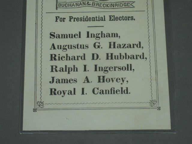 1856 Buchanan Breckinridge Campaign Connecticut National Democrat Ticket Ballot 2