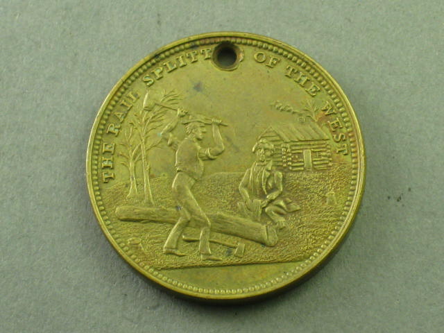 1860 Abraham Lincoln Rail Splitter West President Campaign Token Coin Medal 1" 2