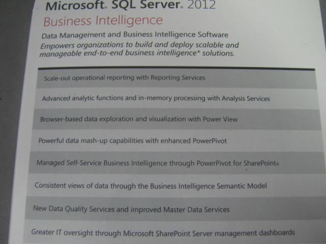 NEW Microsoft SQL Server 2012 Business Intelligence 25 CALs Sealed Full Retail 3