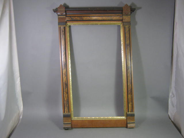 Antique Eastlake Mirror Picture Frame Wood Wooden Carved Ornate Wall Large NR!