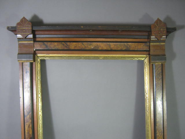 Antique Eastlake Mirror Picture Frame Wood Wooden Carved Ornate Wall Large NR! 1