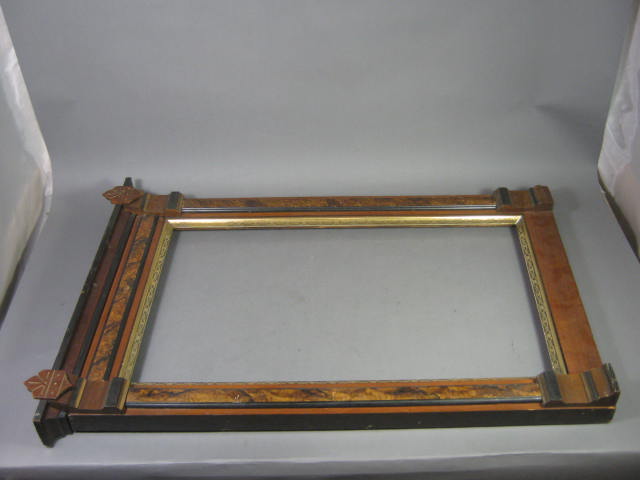 Antique Eastlake Mirror Picture Frame Wood Wooden Carved Ornate Wall Large NR! 3