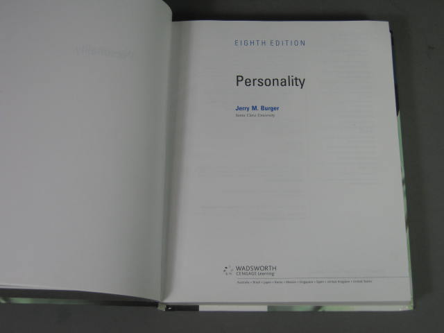 Personality 8th Edition 2011 Hardcover Jerry M. Burger Wadsworth Exc Cond No Res 1