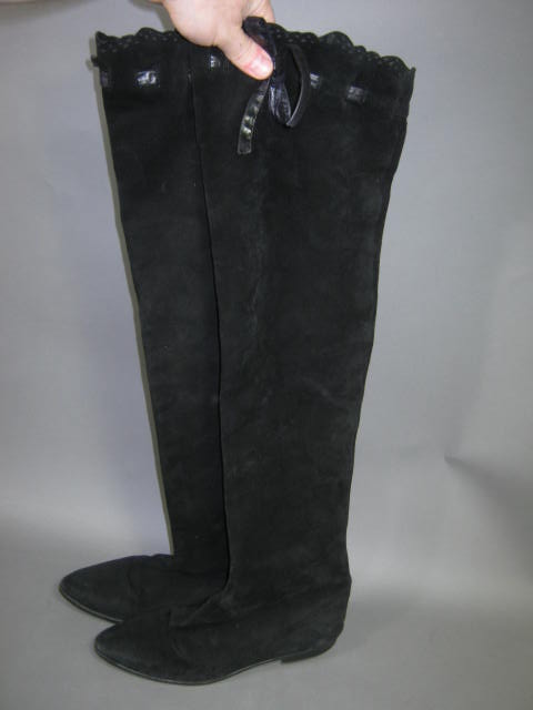 Vtg Womens Ladies Maud Frizon Black Suede Over The Knee Boots Size 40.5 NO RES!