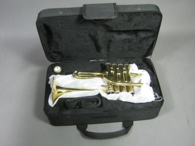 Berkeley Wind 4-Valve Piccolo Trumpet Horn W/ Mouthpiece Shoulder Strap + Case