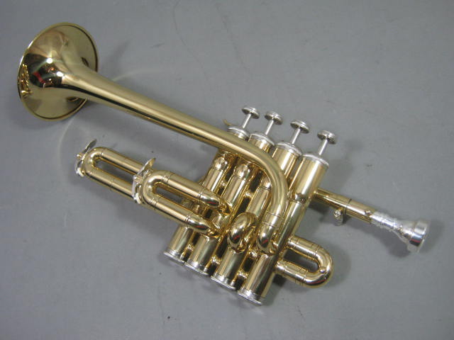 Berkeley Wind 4-Valve Piccolo Trumpet Horn W/ Mouthpiece Shoulder Strap + Case 2