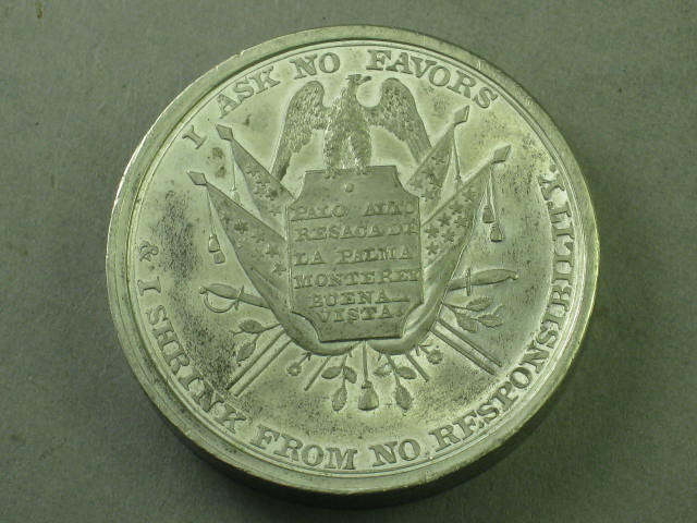 1847 1848 Zachary Taylor Campaign Token Medal Never Surrenders I Ask No Favors + 1