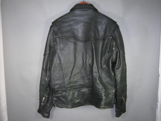 Black Genuine Leather Motorcycle Biker Jacket Size 48 XL Liner Ready Exc Cond NR 5