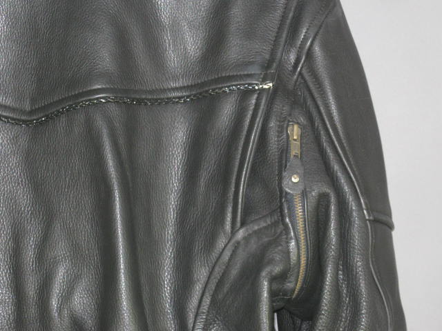 Black Genuine Leather Motorcycle Biker Jacket Size 48 XL Liner Ready Exc Cond NR 6