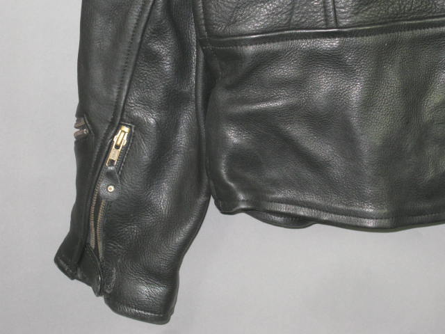 Black Genuine Leather Motorcycle Biker Jacket Size 48 XL Liner Ready Exc Cond NR 8