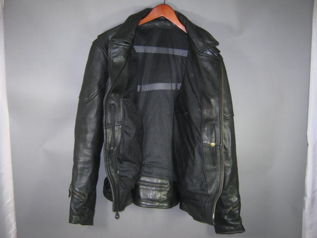 Black Genuine Leather Motorcycle Biker Jacket Size 48 XL Liner Ready Exc Cond NR 9