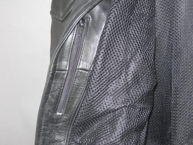 Black Genuine Leather Motorcycle Biker Jacket Size 48 XL Liner Ready Exc Cond NR 10