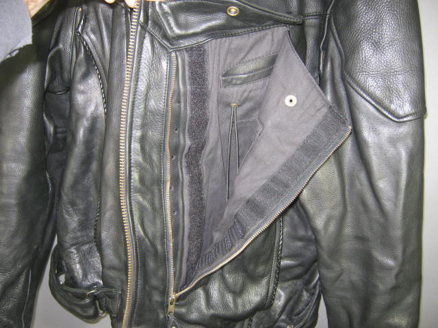 Black Genuine Leather Motorcycle Biker Jacket Size 48 XL Liner Ready Exc Cond NR 13