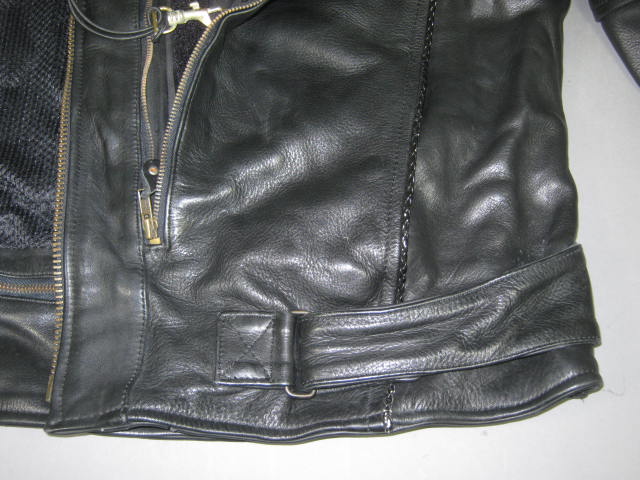 Black Genuine Leather Motorcycle Biker Jacket Size 48 XL Liner Ready Exc Cond NR 15