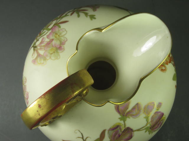 1884 Antique Hand Painted Royal Worcester Floral Flower Pitcher Rd No 74150 1227 5
