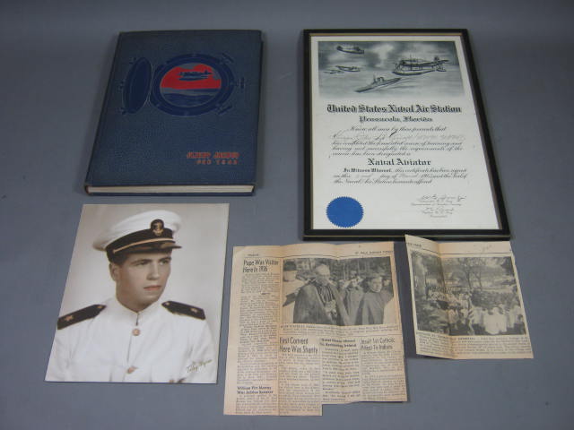 WW2 1942 US USN Navy Naval Air Station Aviator Diploma + Flight Jacket Yearbook