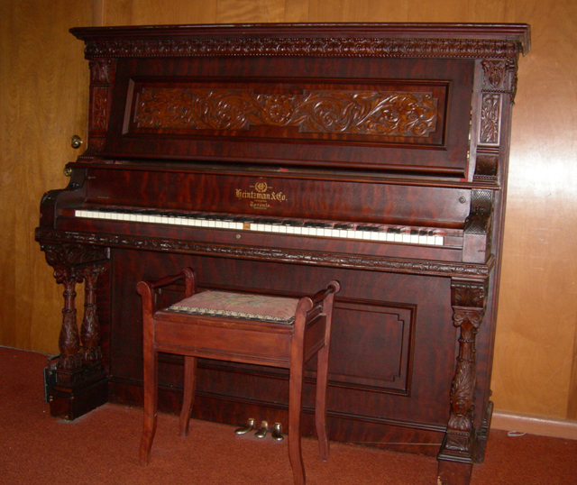 Antique Heintzman & Co Upright Grand Piano Pat March 1896 Toronto Canada + Bench