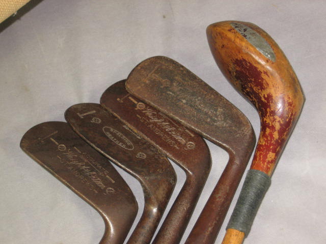 Wright & Ditson Hickory Wood Shaft St Andrews Mashie Mid-Iron Driver Set Putter 3