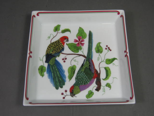 1989 Lynn Chase Designs China Parrots Of Paradise 9" Square Buffet Dish Bowl NR!